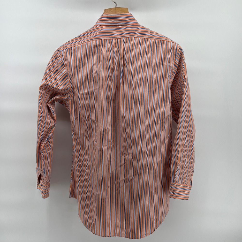 Ralph Lauren Custom Fit Orange Blue Stripe Button Down Shirt Men Size 16 32/33 - Picture 3 of 8